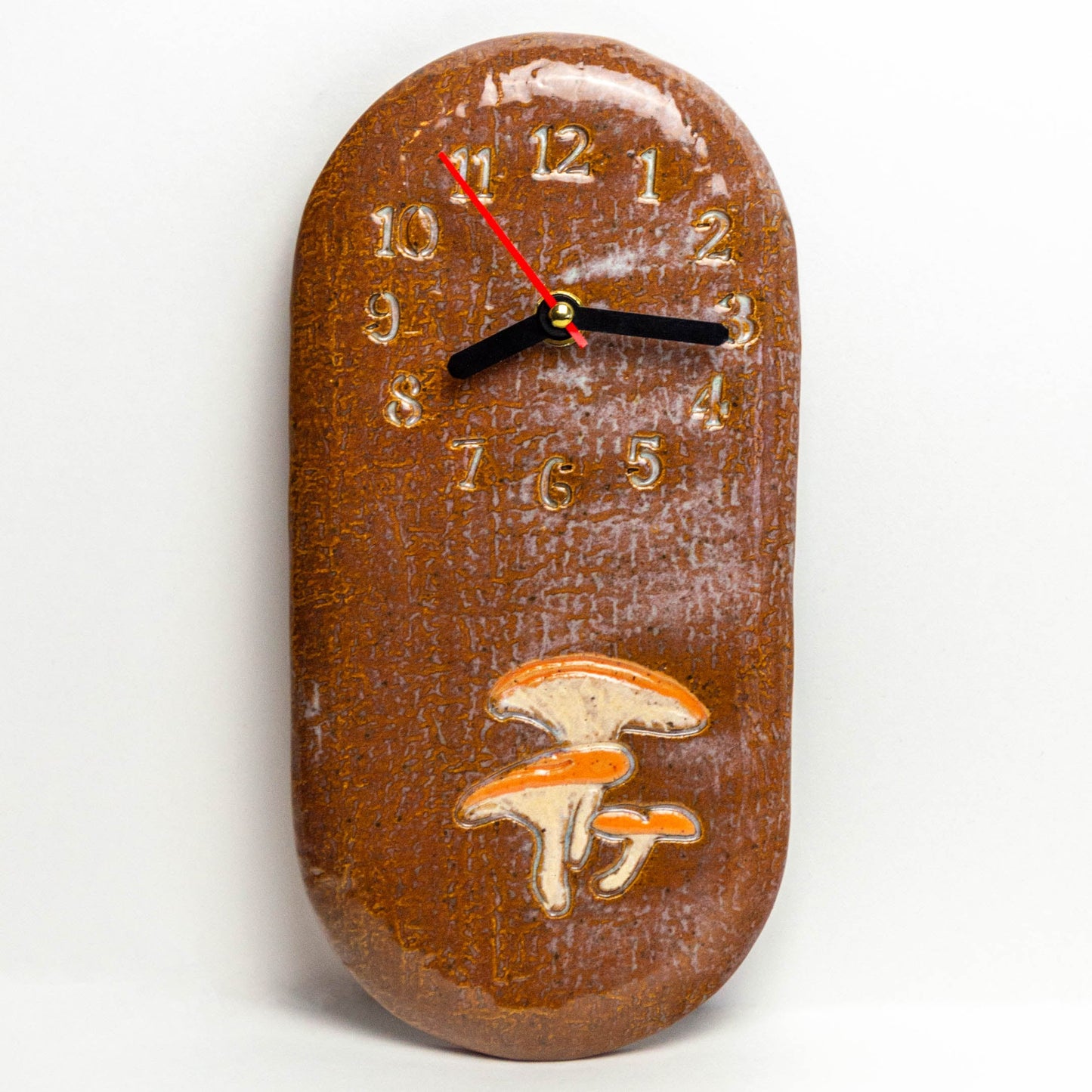 Jack-O'-Lantern Mushroom Stoneware Brown Wall Clock