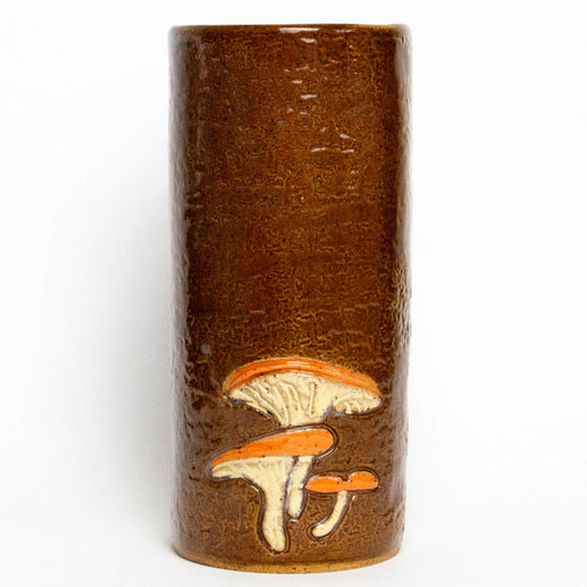 Jack-O'-Lantern Mushroom Brown Vase