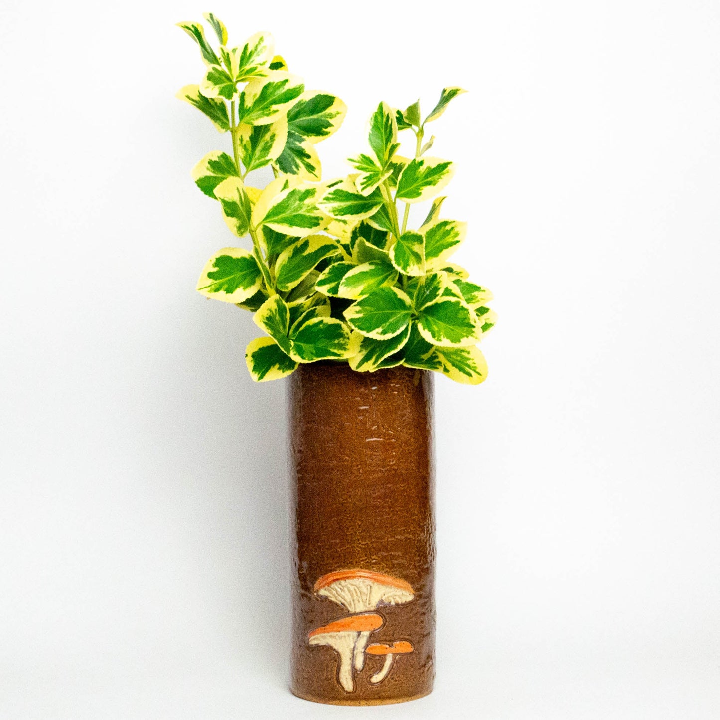 Jack-O'-Lantern Mushroom Brown Vase