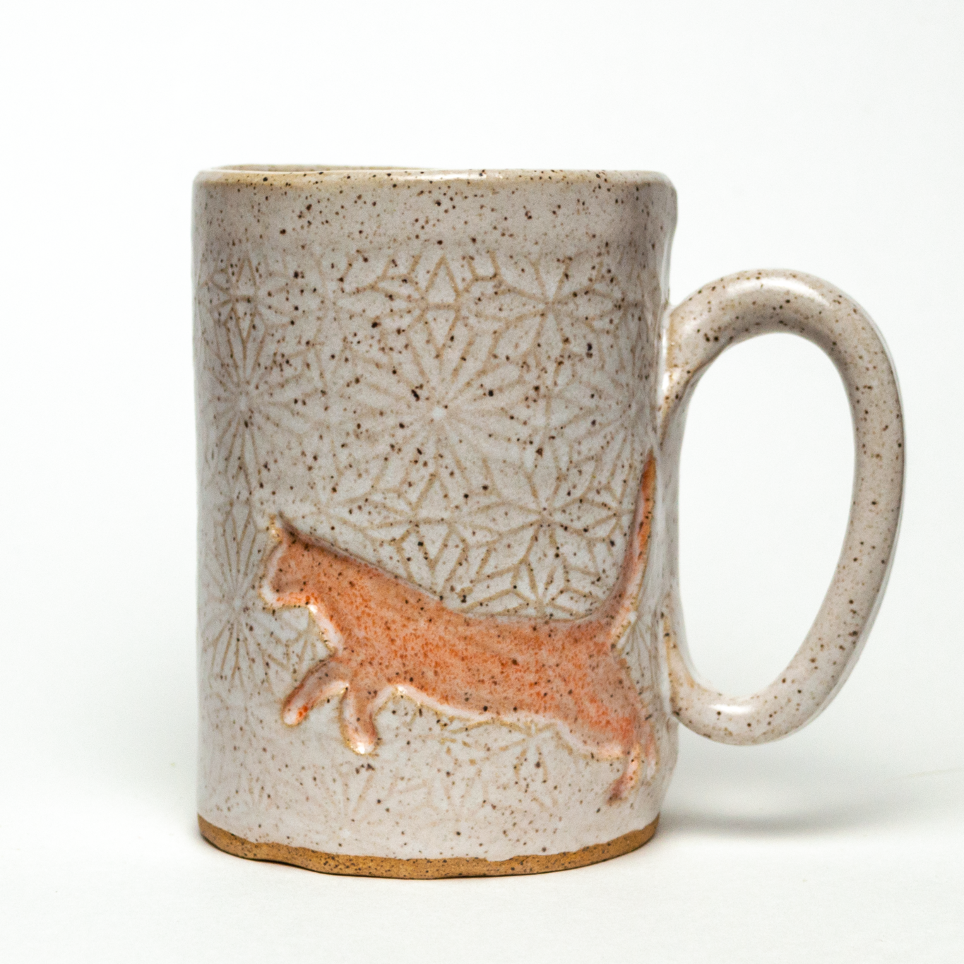 Orange Jumping Cat White 14 oz Mug