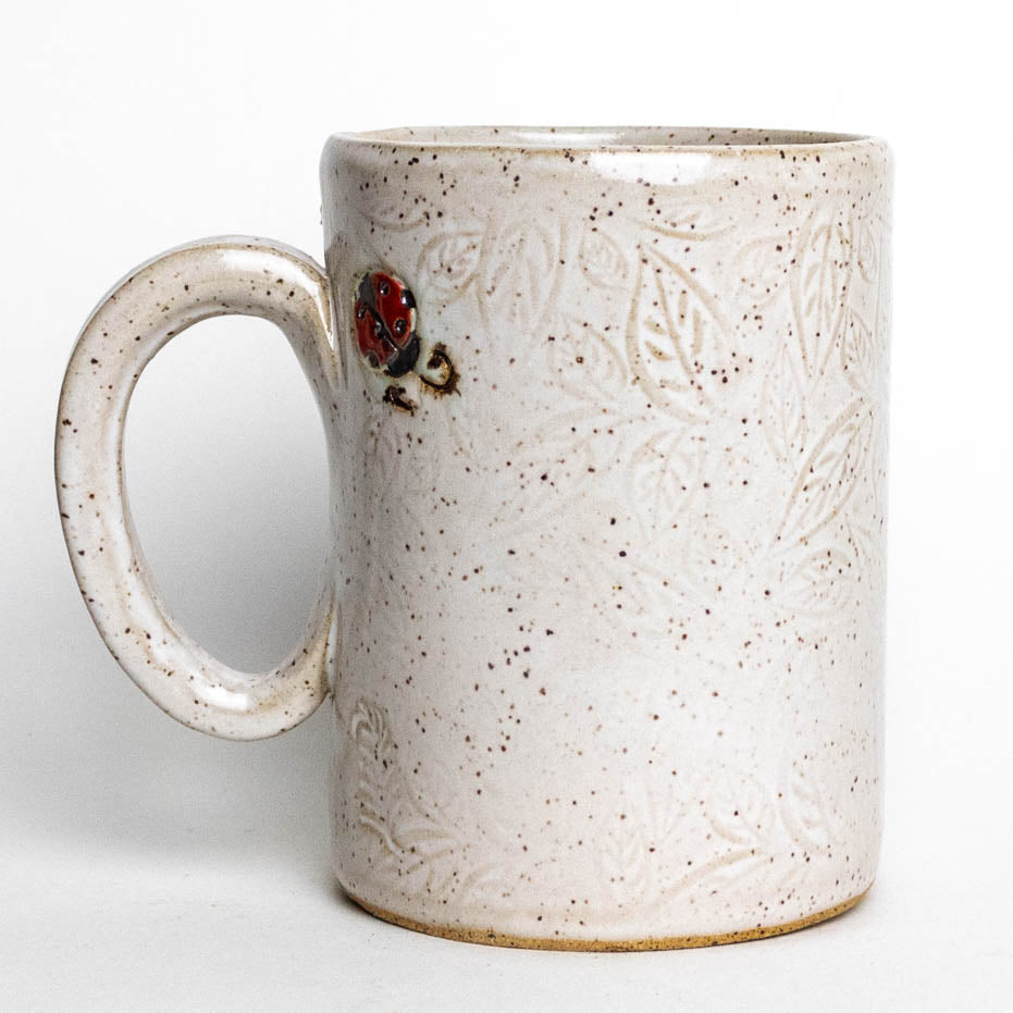 Ladybug White Stoneware 14oz Mug
