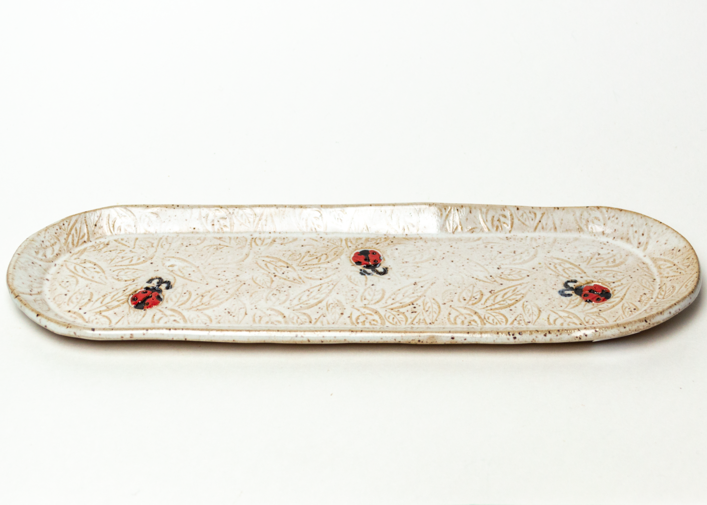 Ladybug White Stoneware 12" Platter