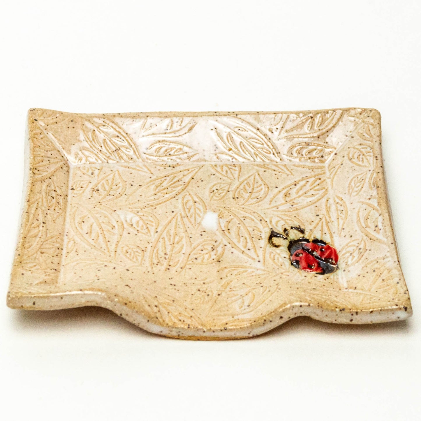 Ladybug White Stoneware Soap Dish