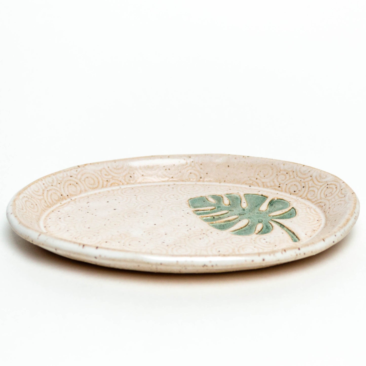 Monstera Leaf White Oval Trinket Dish
