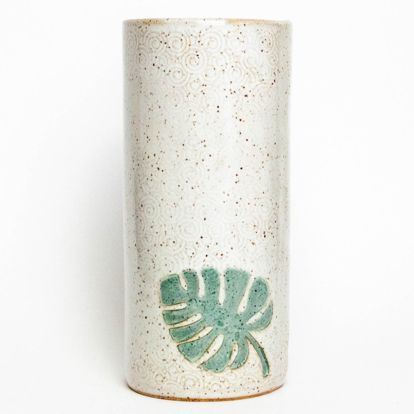 Monstera Leaf Pattern White Vase