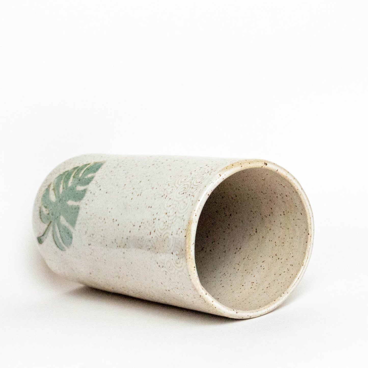 Monstera Leaf Pattern White Vase