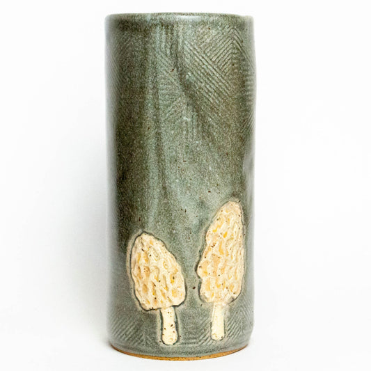 Morel Mushroom Silver Vase