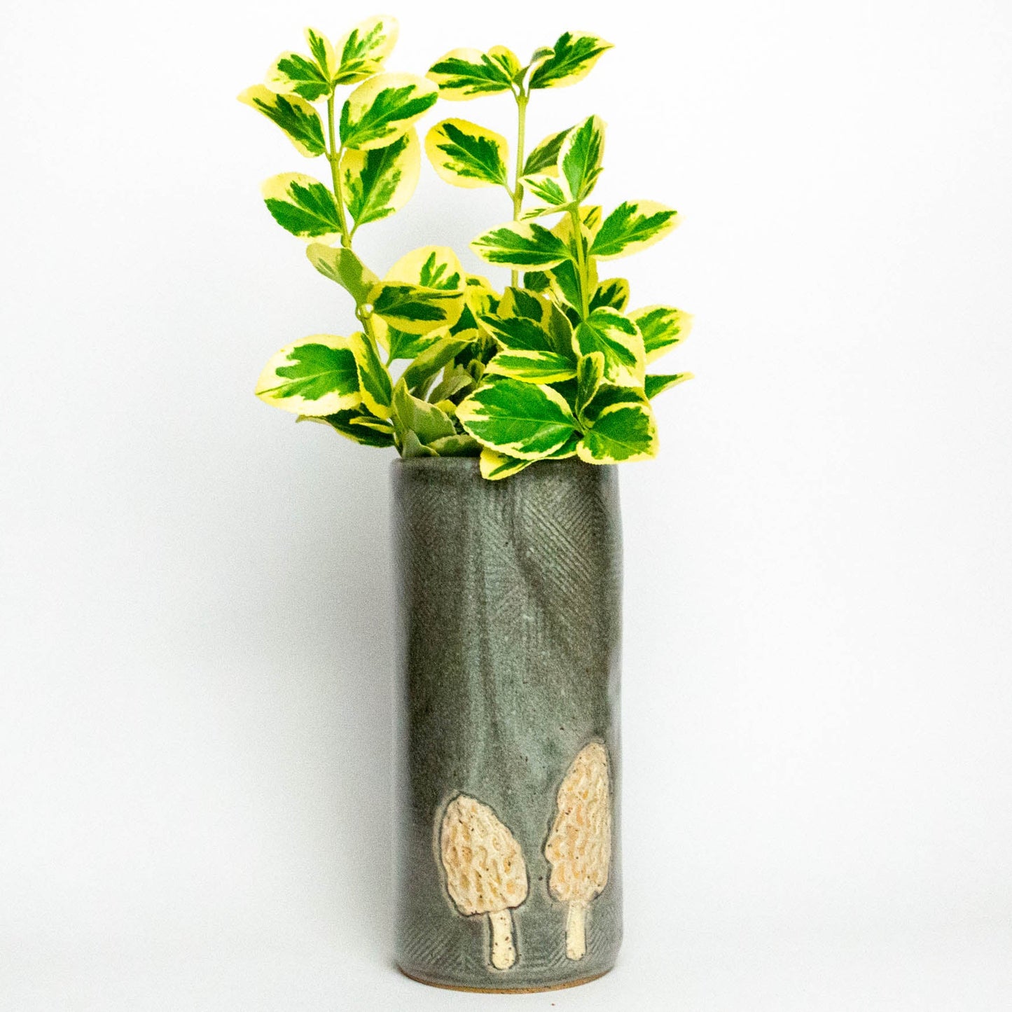 Morel Mushroom Silver Vase