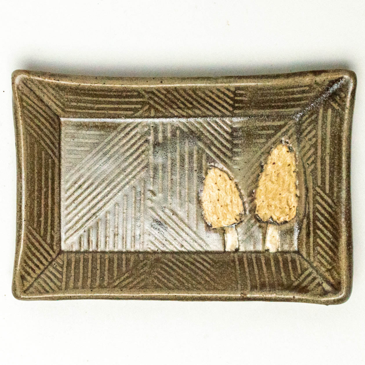 Morel Mushroom Gray Trinket Dish