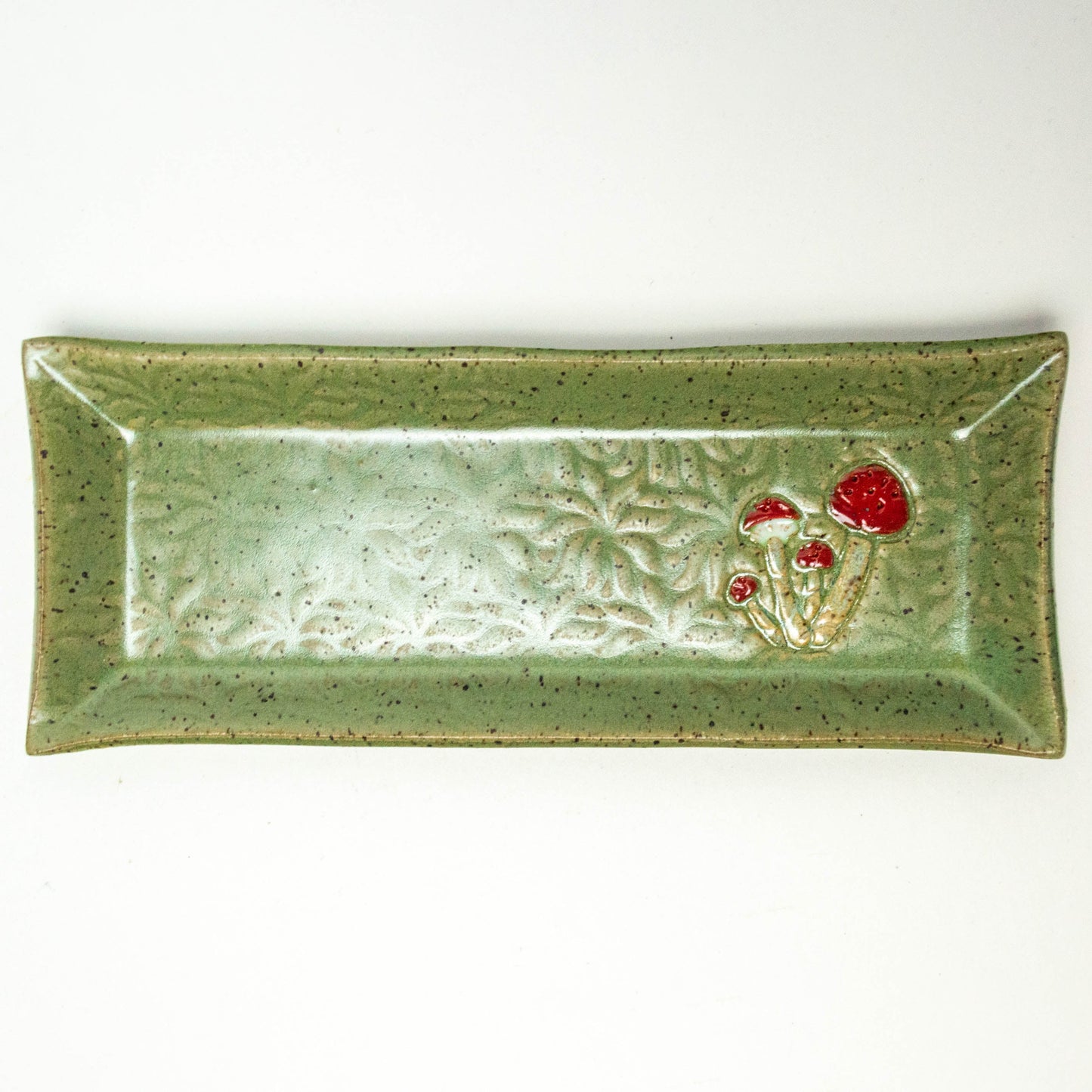 Mushroom Green Stoneware Butter Dish