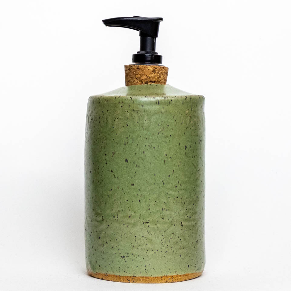 Mushroom Green Stoneware Soap Dispenser