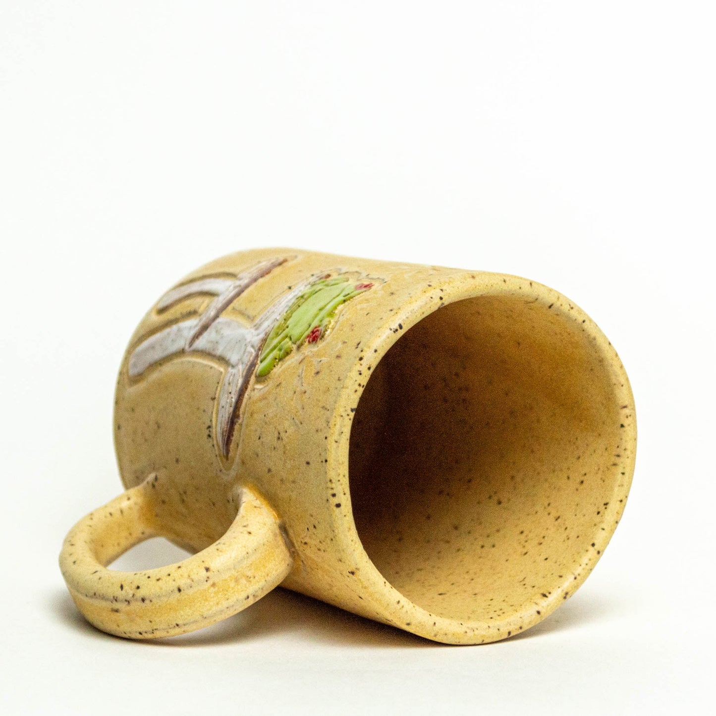 Frog Sitting on a Mushroom Beige 14oz Stoneware Mug
