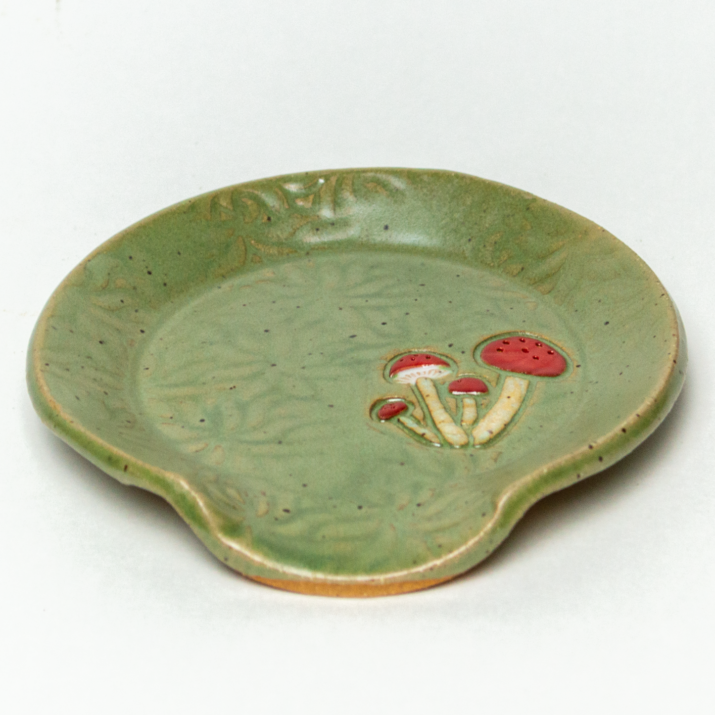 Mushroom Green Stoneware Spoon Rest