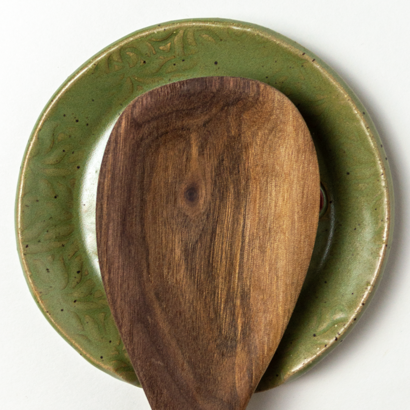 Mushroom Green Stoneware Spoon Rest