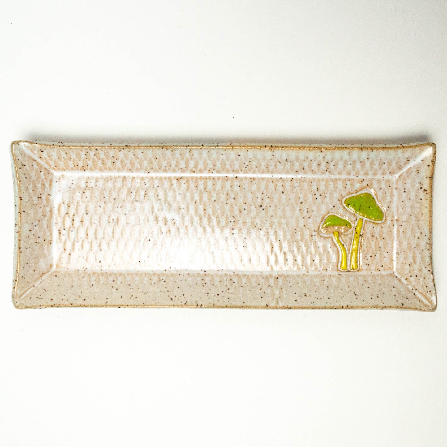 Parrot Mushroom White Stoneware Butter Dish