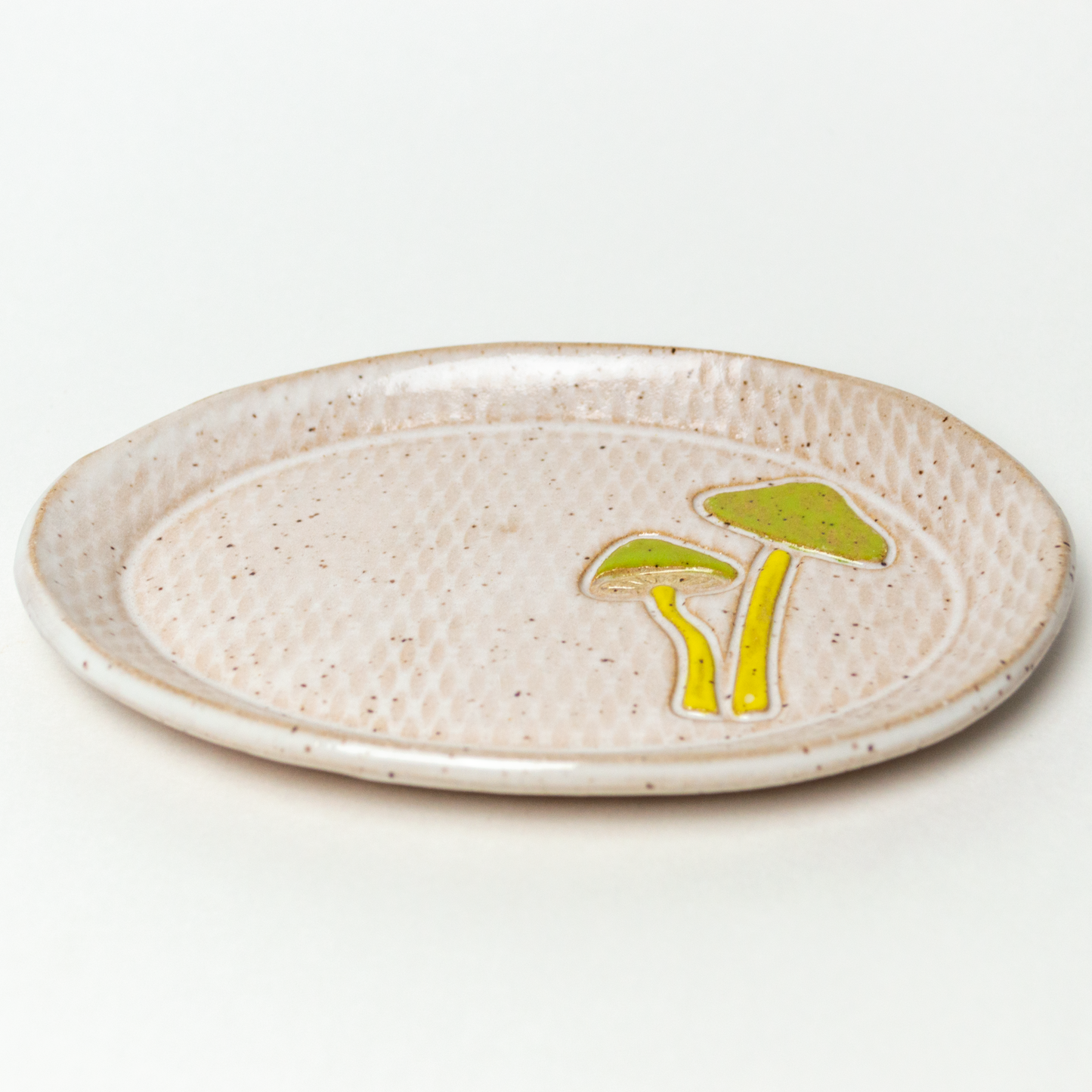 Parrot Mushroom White Oval Trinket Dish