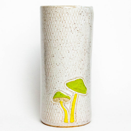 Parrot Mushroom White Vase
