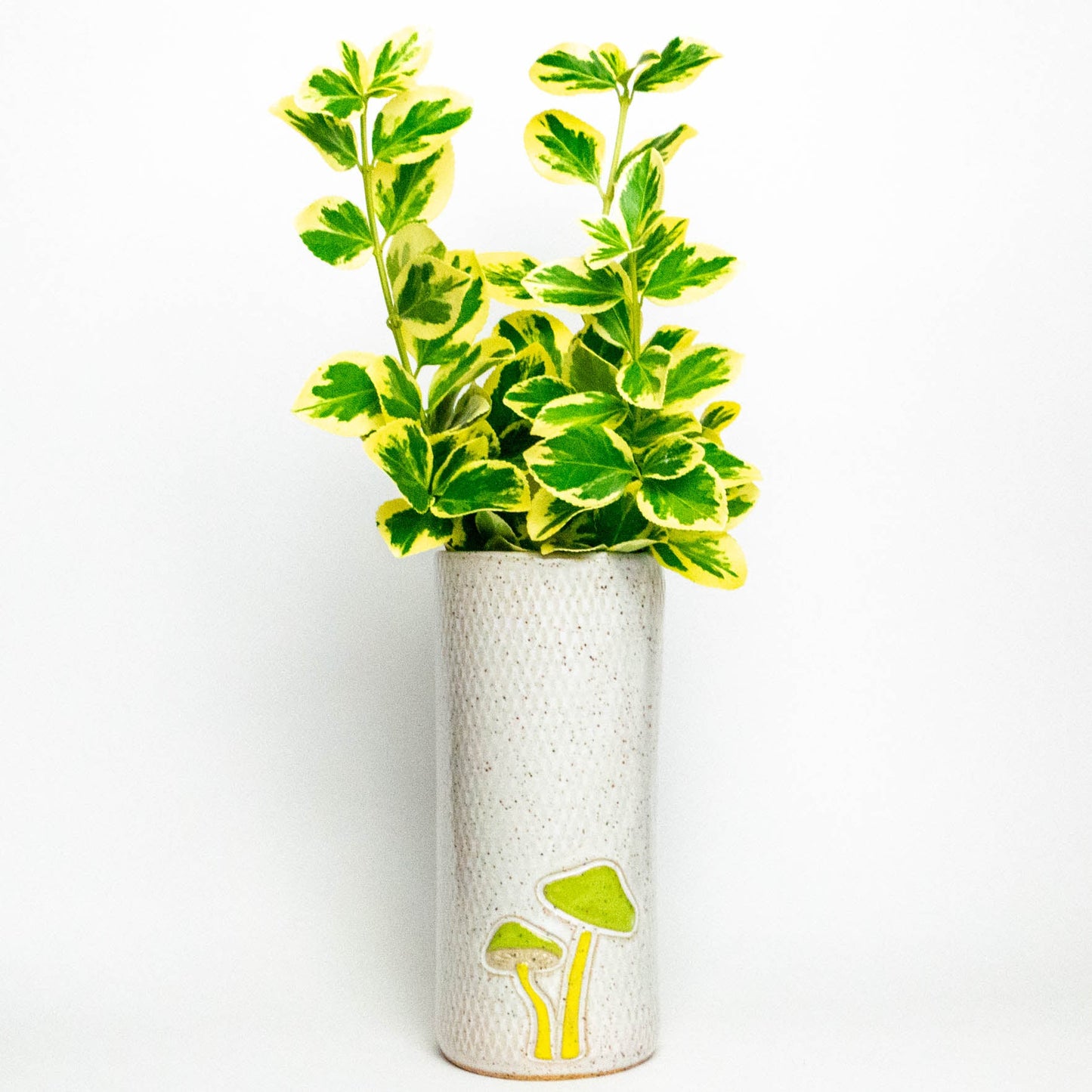 Parrot Mushroom White Vase
