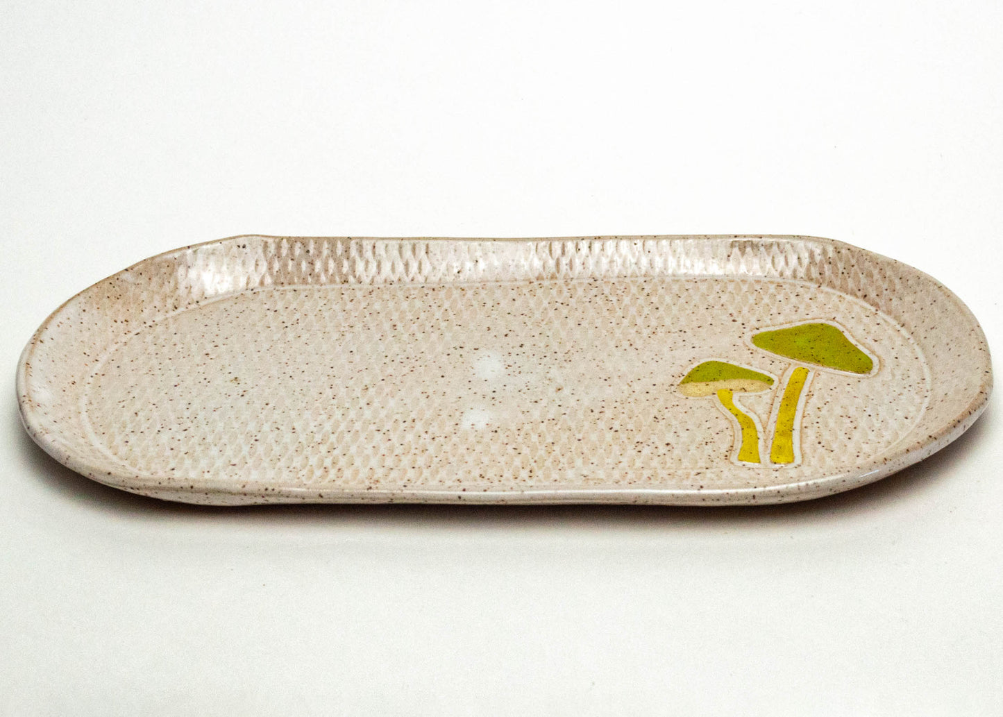 Parrot Mushroom White Stoneware 10" Platter