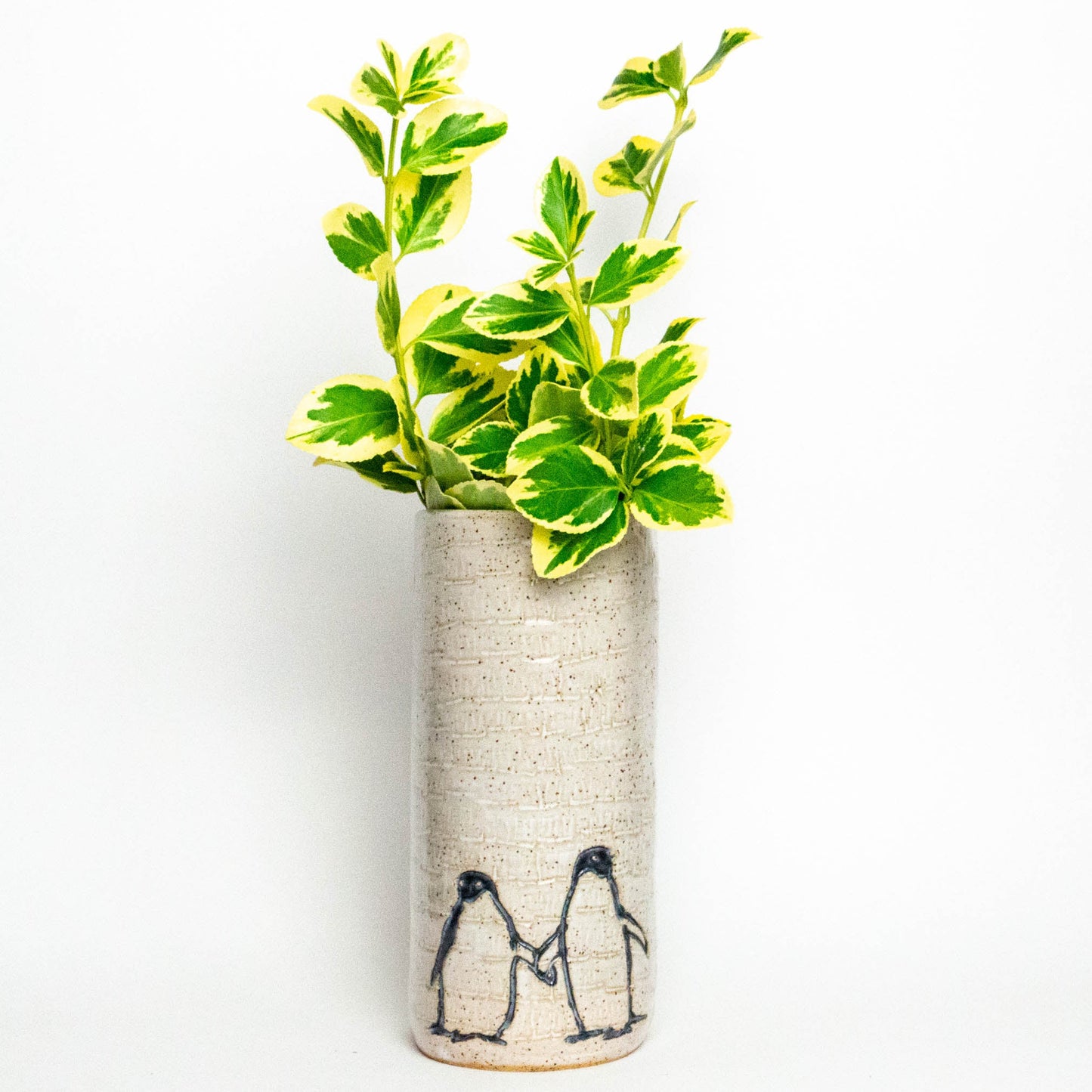 Penguins Design White Vase