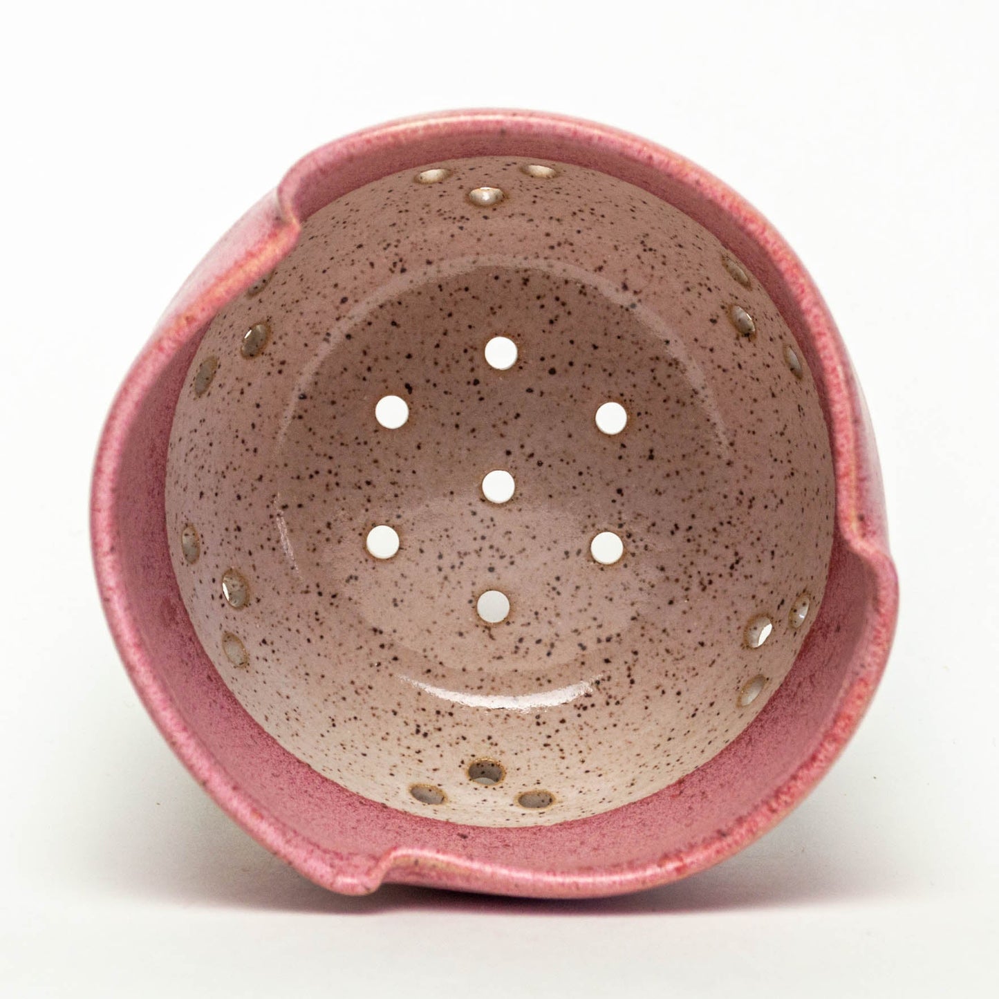 Pink/Red & White Hand-Thrown Stoneware Berry Bowl