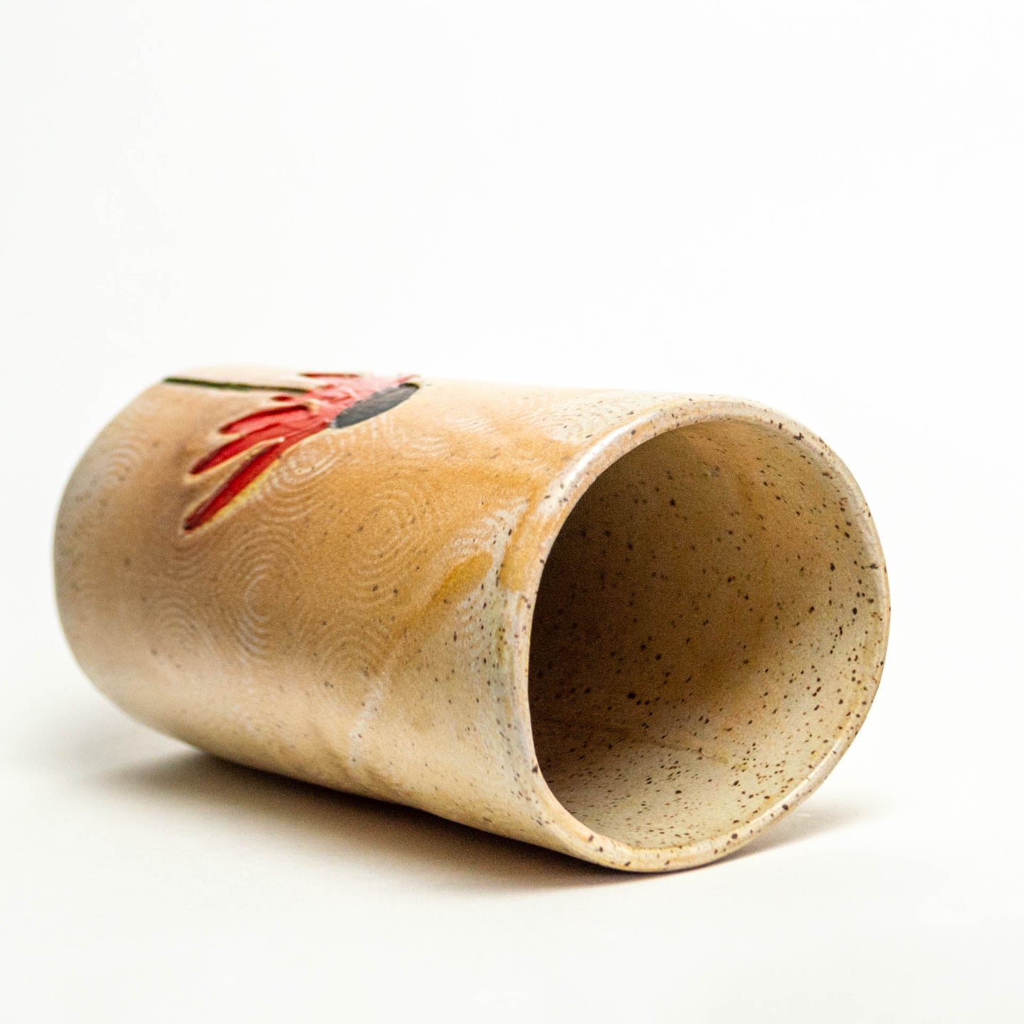 Red Cone Flower Beige Vase