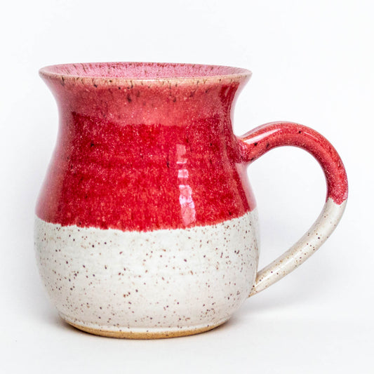 Red & White Hand Thrown Stoneware Hourglass 14oz Mug