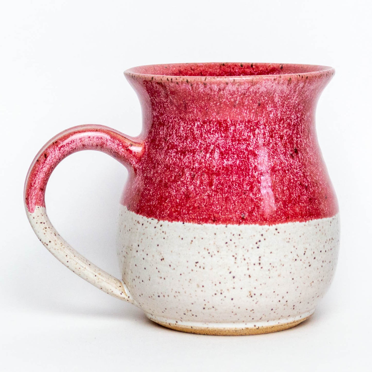 Red & White Hand Thrown Stoneware Hourglass 14oz Mug