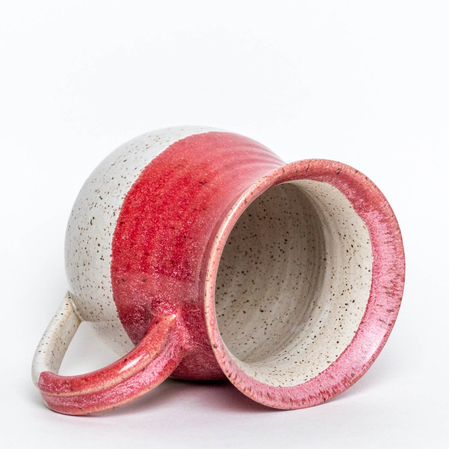 Red & White Hand Thrown Stoneware Hourglass 14oz Mug