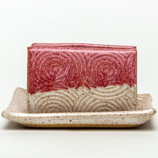 Red & White Spiral Pattern Sponge Holder