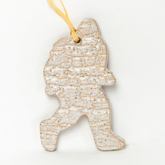White Sasquatch Stoneware Ornament