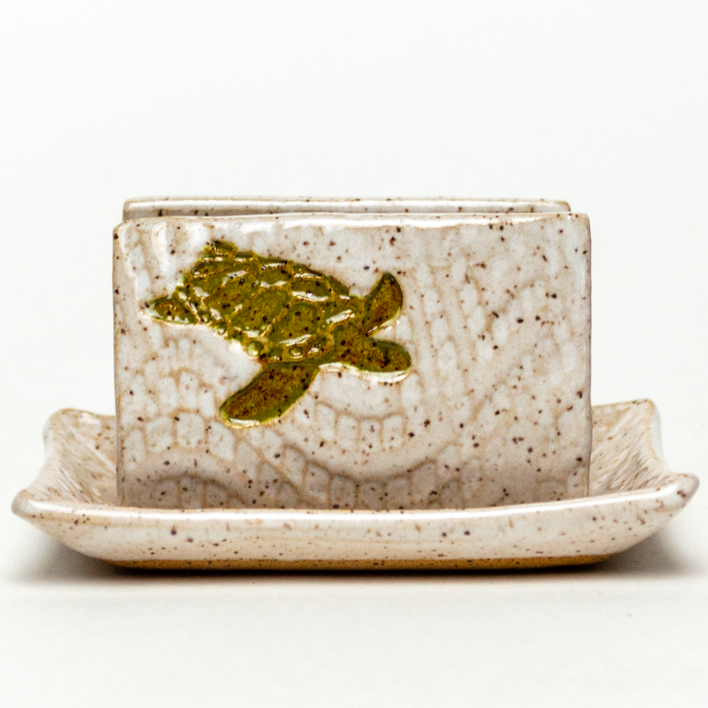 Sea Turtle White Stoneware Sponge Holder