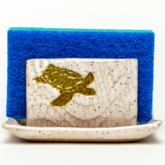 Sea Turtle White Stoneware Sponge Holder
