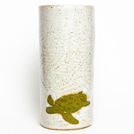 Sea Turtle Pattern White Vase