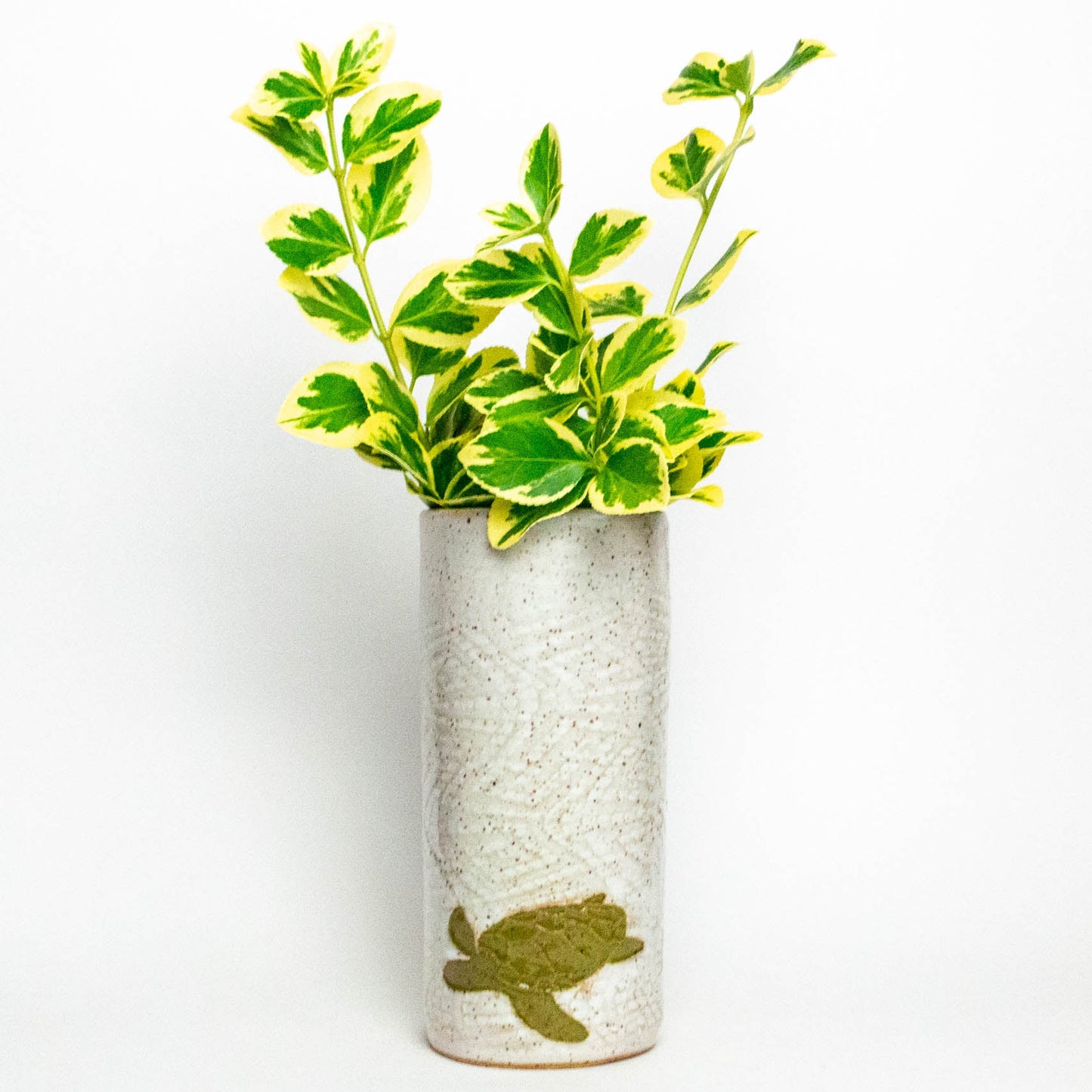 Sea Turtle Pattern White Vase