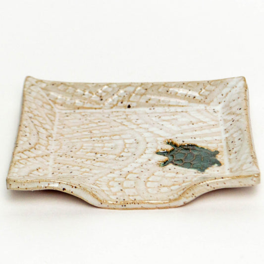 Slider Turtle White Stoneware Soap Dish
