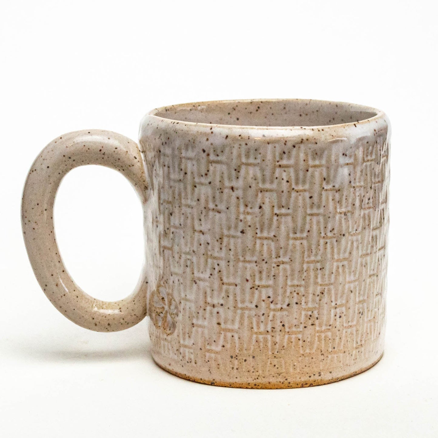 Strawberry Pattern on White Basketweave Stoneware 10oz Mug