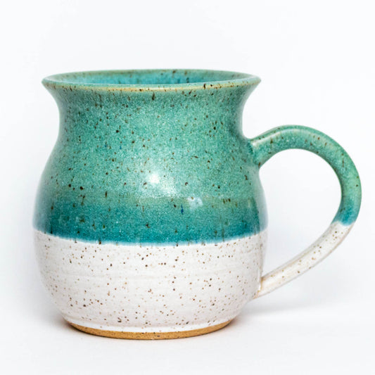 Turquoise & White Hand Thrown Stoneware Hourglass 14oz Mug