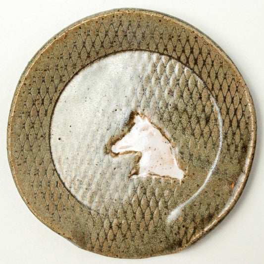 White Horse on Silver Stoneware Spoon Rest