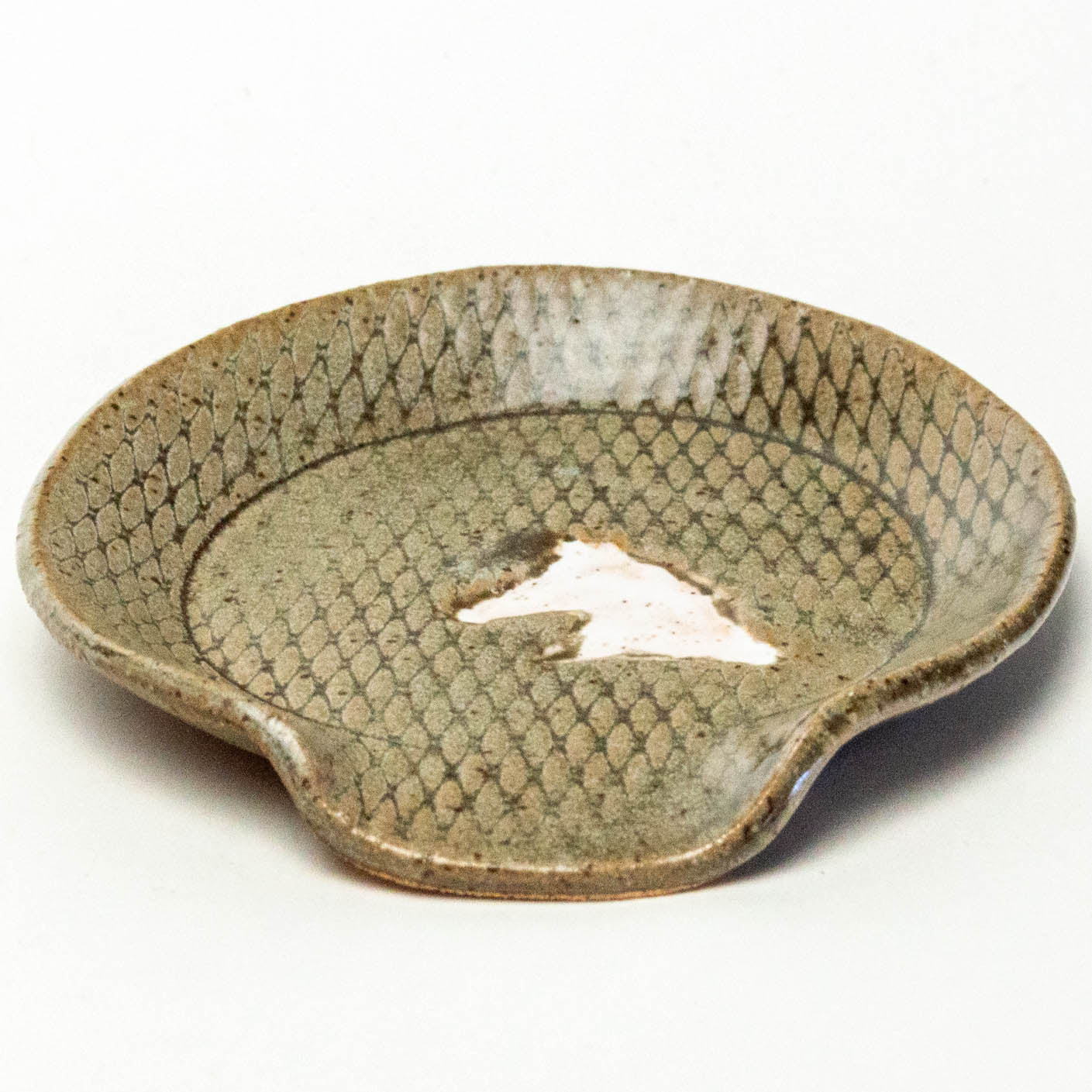 White Horse on Silver Stoneware Spoon Rest