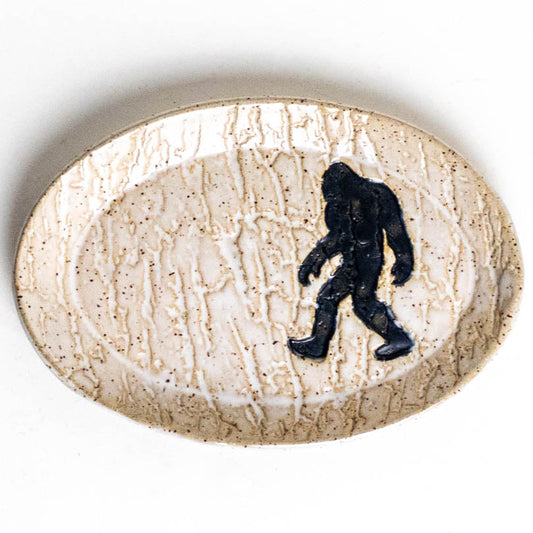 Sasquatch White Oval Stoneware Trinket Dish