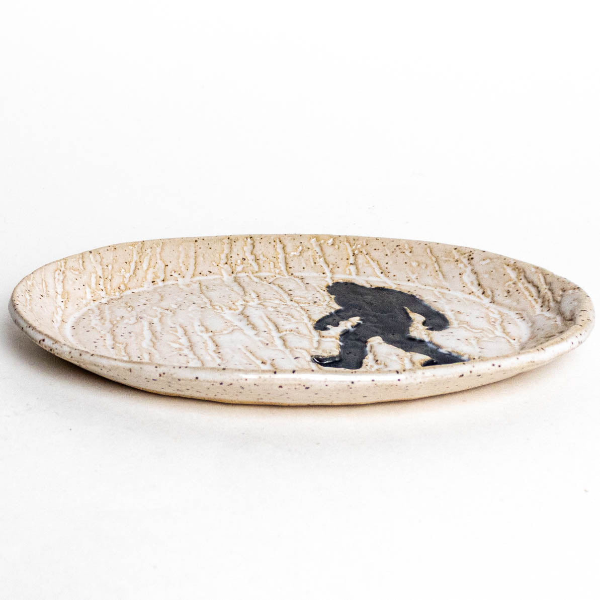 Sasquatch White Oval Stoneware Trinket Dish