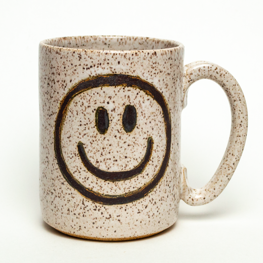 White Smiley Face 14oz Mug