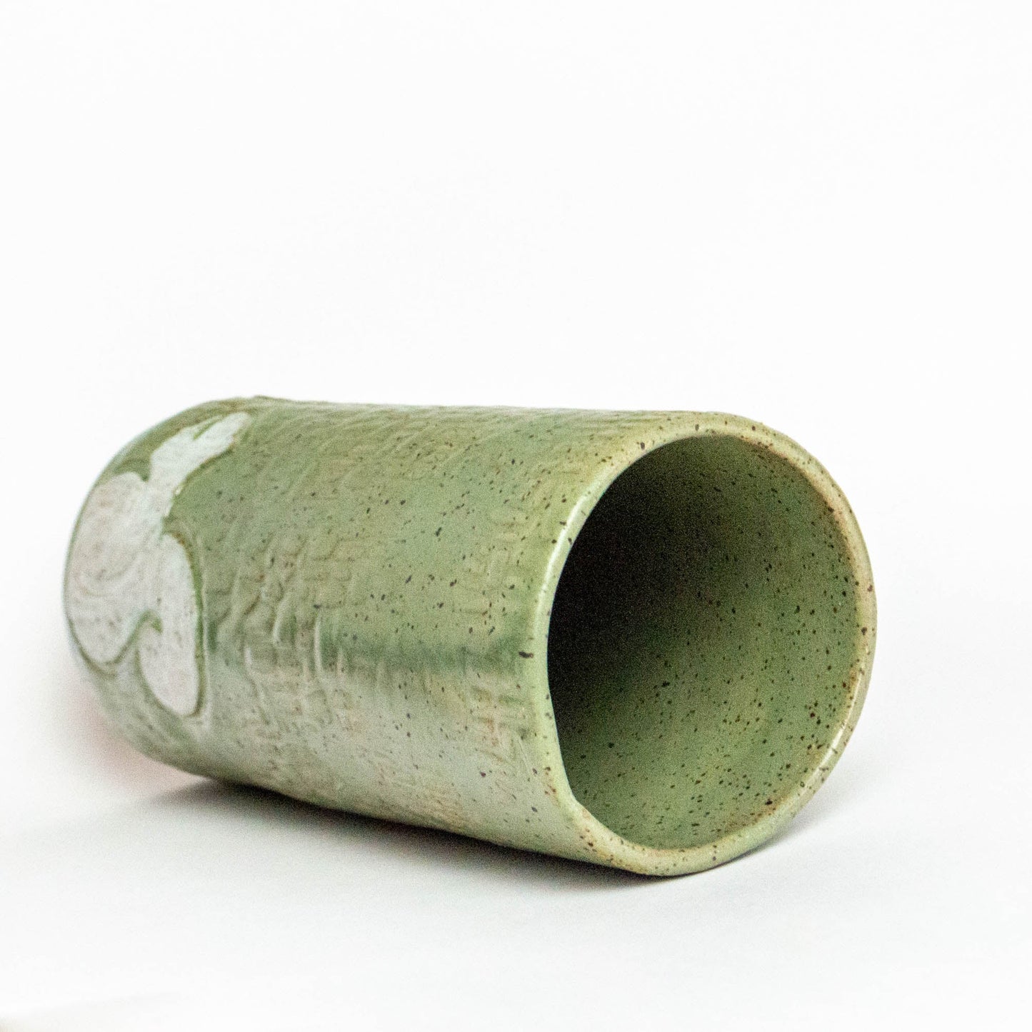 White Squirrel Green Vase