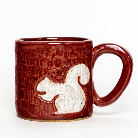 White Squirrel on Cinnamon Red Stoneware 10oz Mug