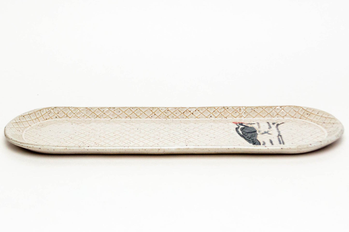 Woodpecker White Stoneware 12" Platter