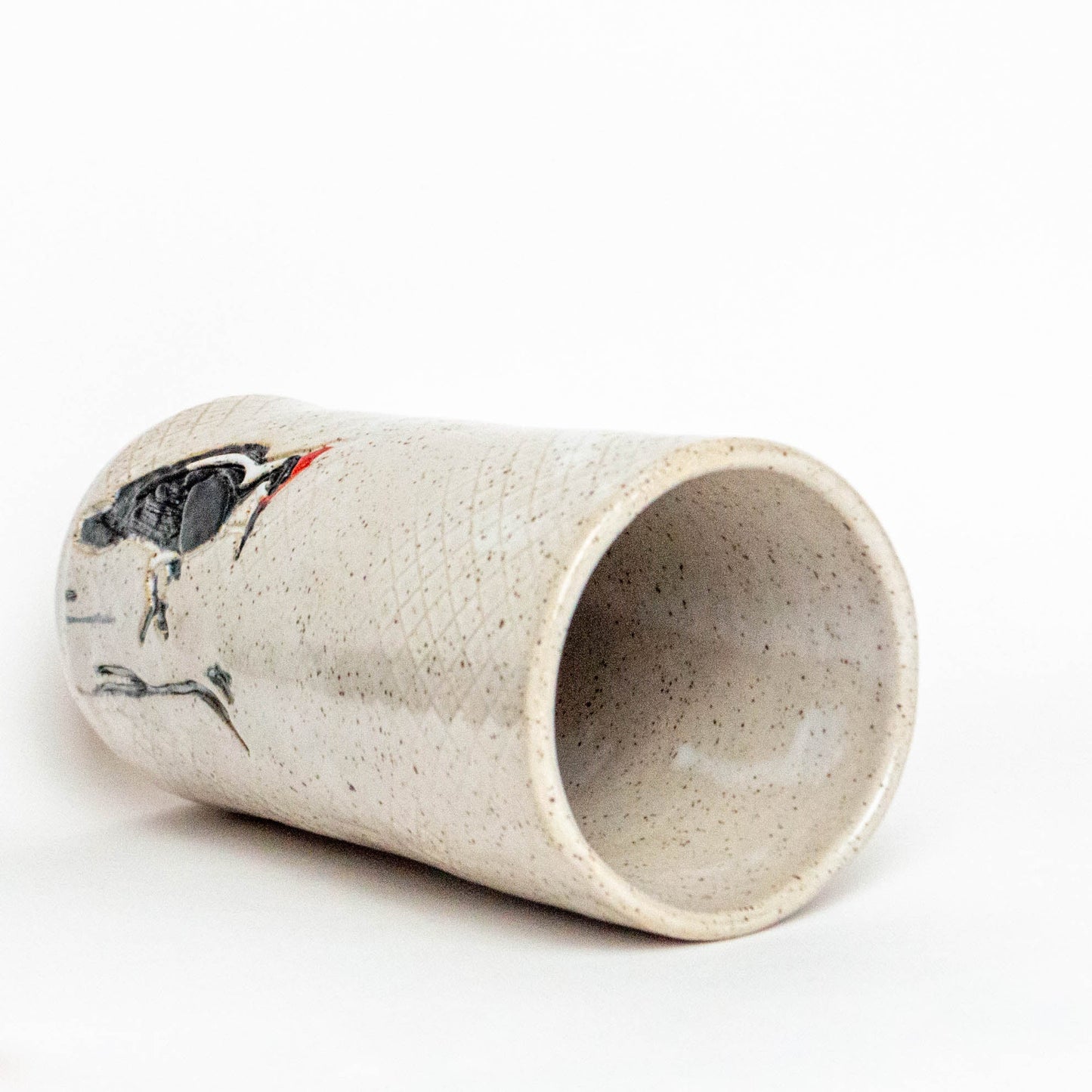 Pileated Woodpecker White Vase