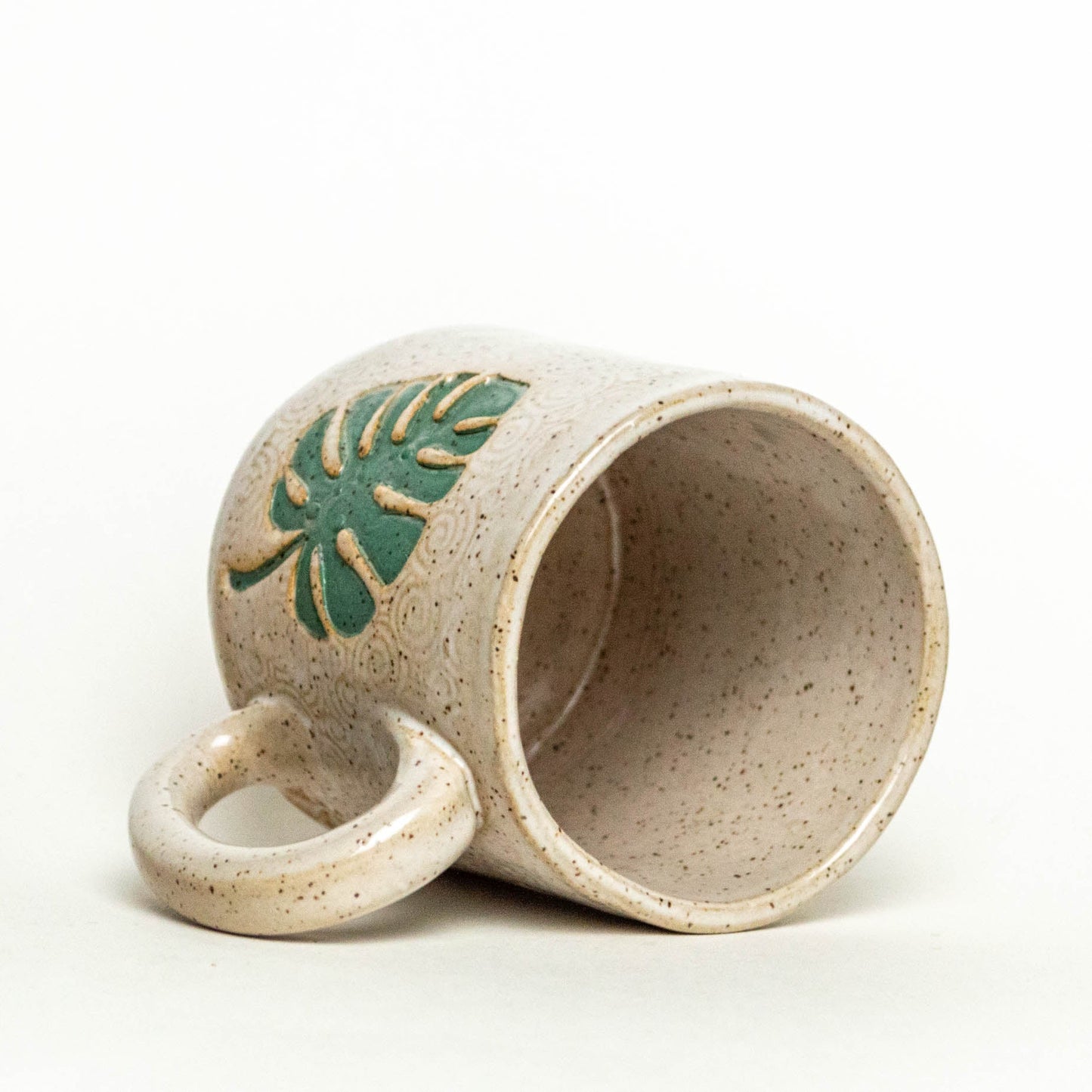 Monstera Leaf on White Stoneware 10oz Mug