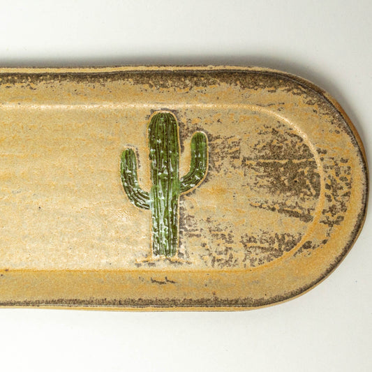 Saguaro Cactus Beige Chocolate Clay 12" Platter