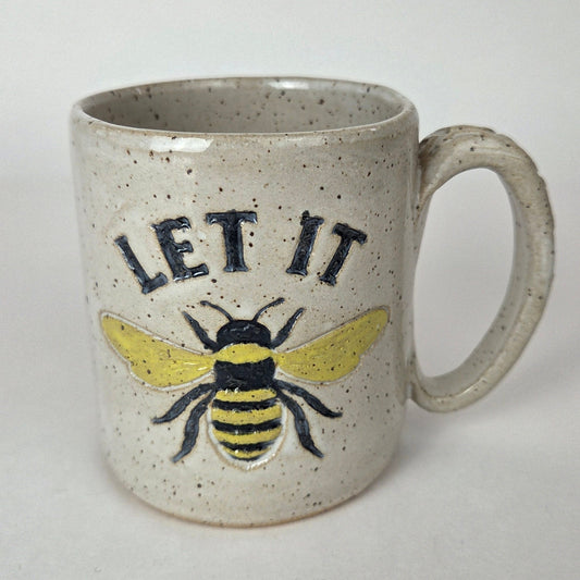 Let It Bee Pattern White Stoneware 12oz Mug